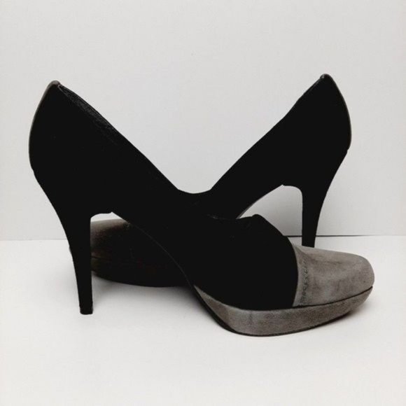 STUART WEITZMAN Genuine Suede Leather Pumps High Heel Stiletto Black Grey Sz 10 - Picture 5 of 13
